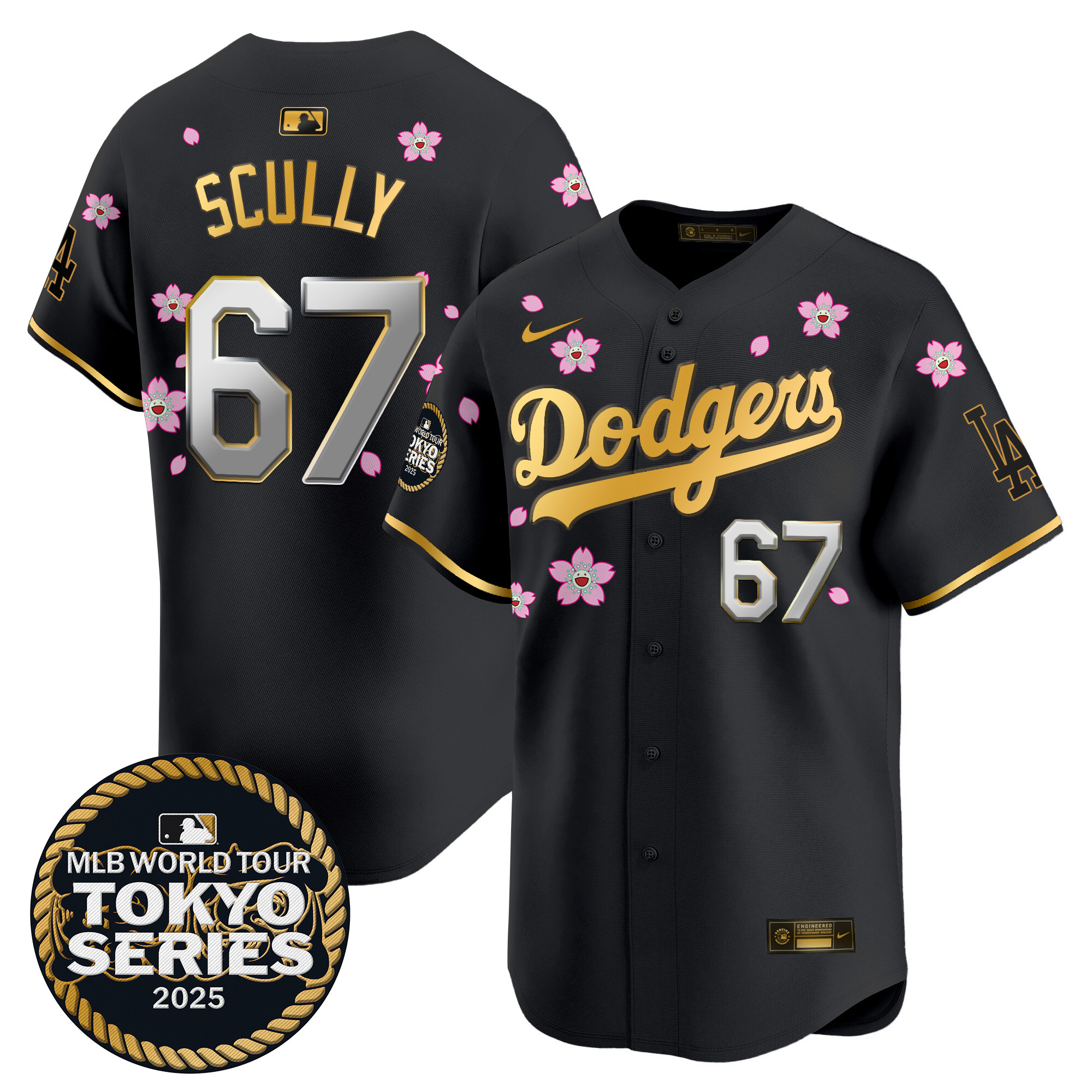 Men Los Angeles Dodgers #67 Scully Tokyo Series black Limited Stitched 2025 Jersey->los angeles dodgers->MLB Jersey
